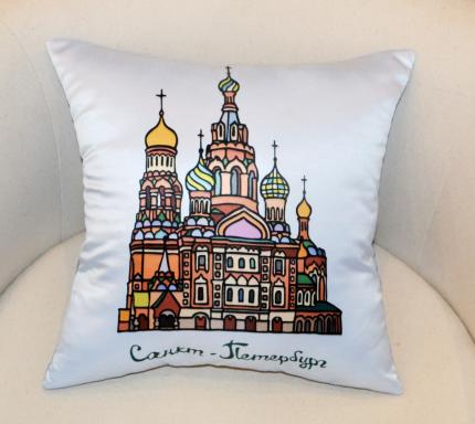 подушка Спас-на-Крови голубая рис
